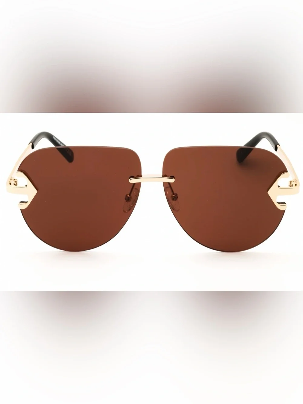 Off-White Brown/Gold Unisex Aviator Sunglasses (NWT)
